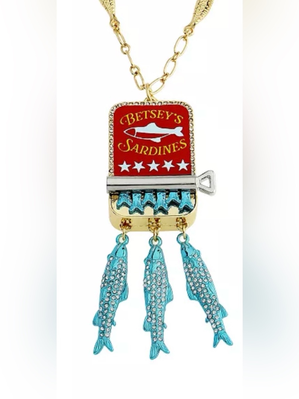 🩶BETSEY JOHNSON SARDINES LONG PENDANT NECKLACE - NWT🩶
